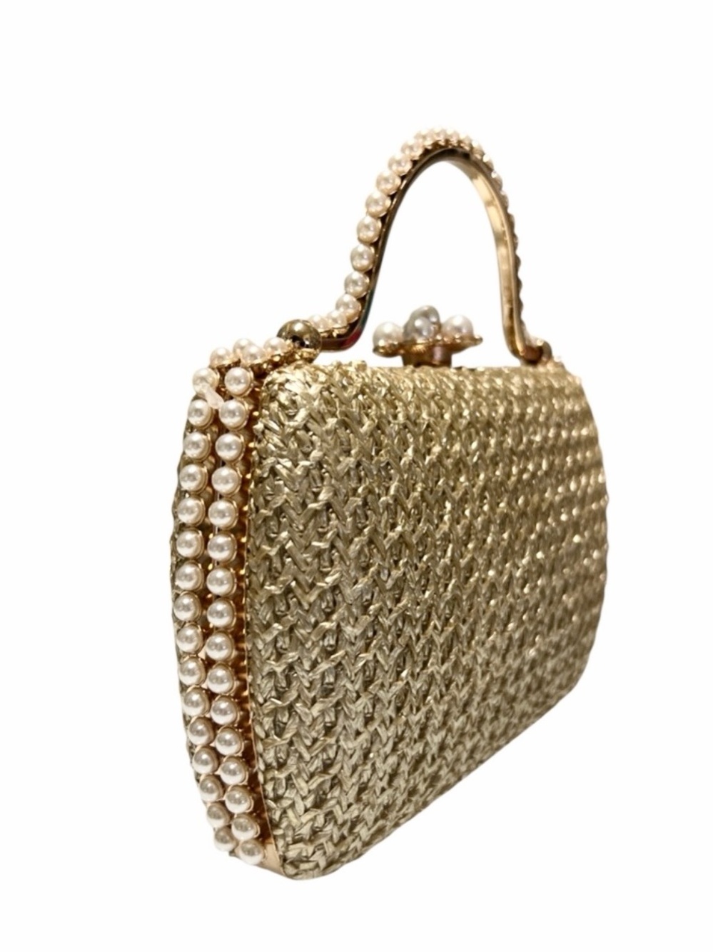 House of Harlow 1960 Gold Woven Straw/Raffia Evening Bag - Picture 3 of 7